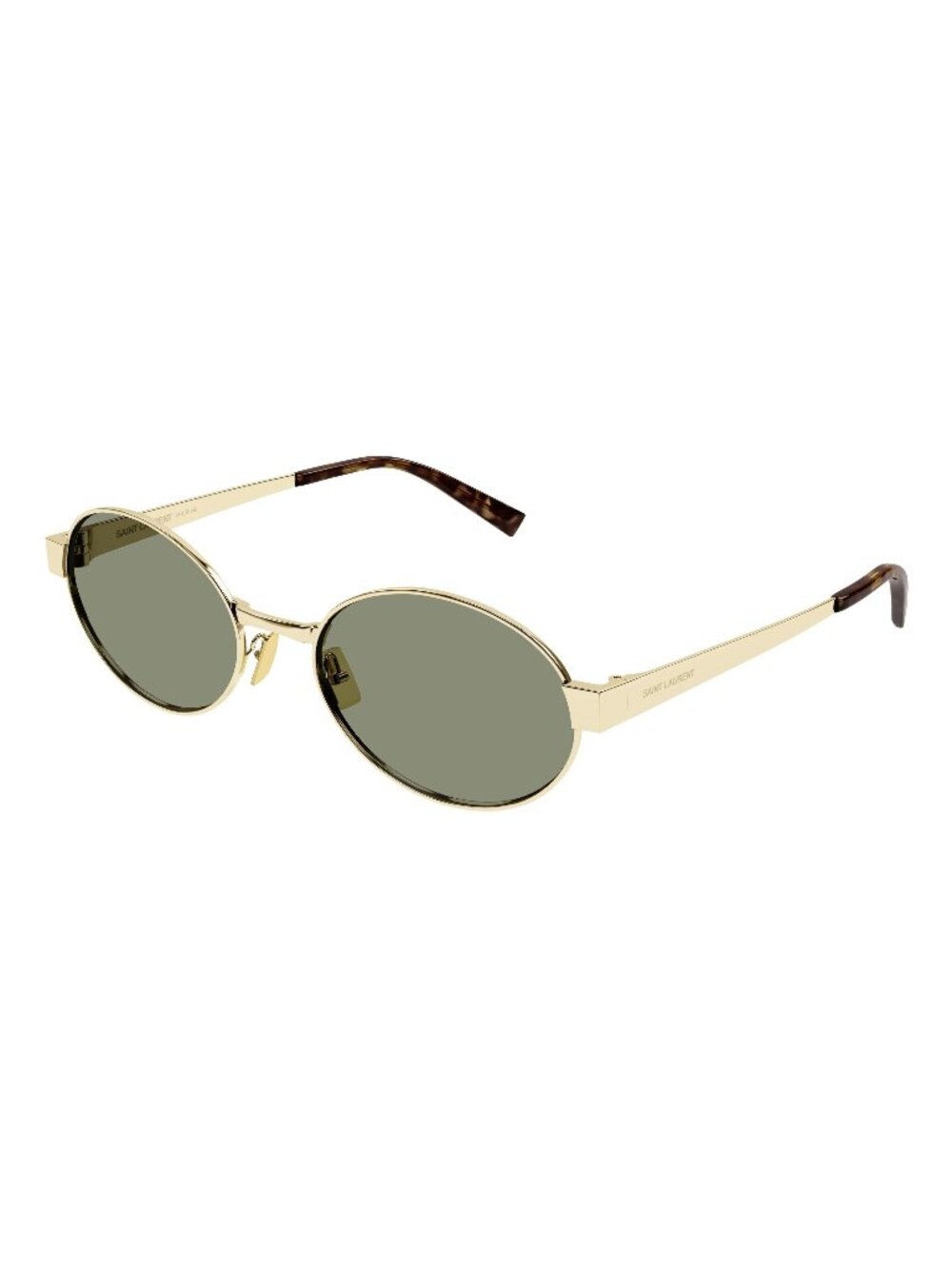 New Saint Laurent Women's Sunglasses Gold Square Green Lens Metal Frame SL 692